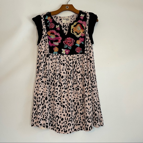 savannah jane embroidered dress Striped Floral Embroidered Dress by Savanna Jane main image 0